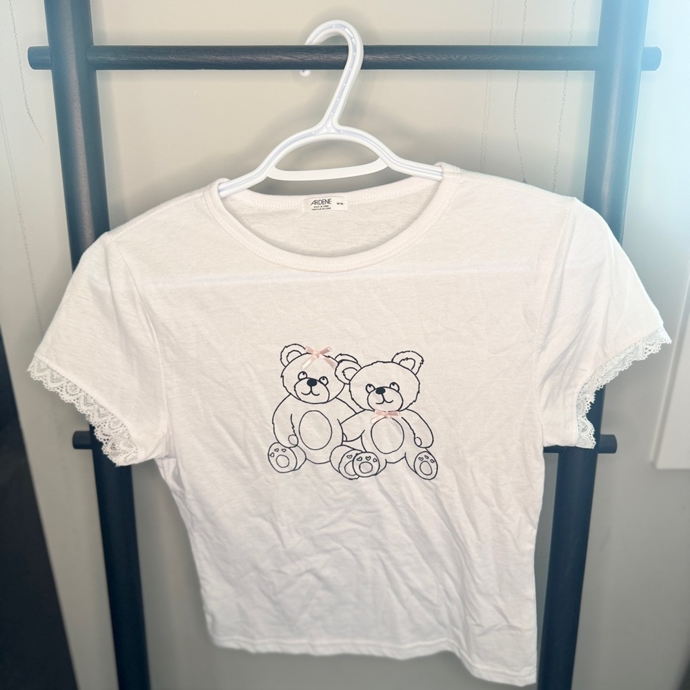Ardene Cropped Teddy Bear T Shirt